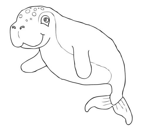 Funny Dugong Coloring Page